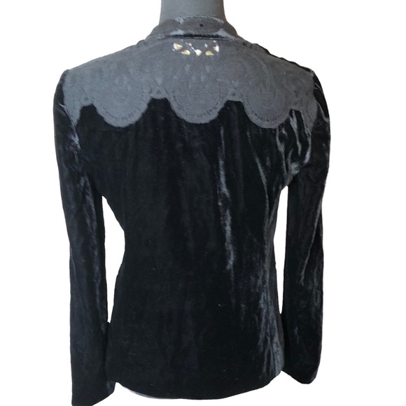Mika Mendel Velour Open Front Blazer with Crochet detail XS - Picture 3 of 11